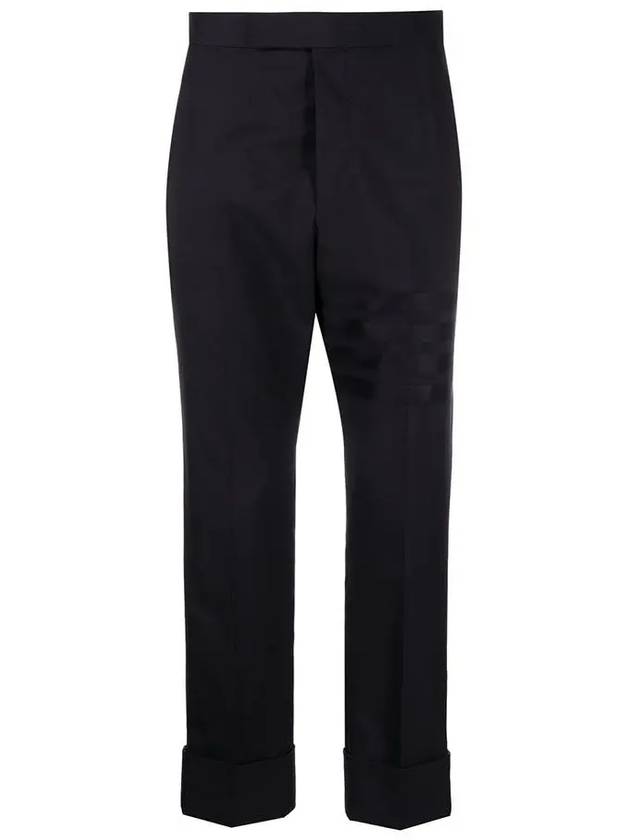 Diagonal Plain Weave Classic Wool Slacks Navy - THOM BROWNE - BALAAN 2