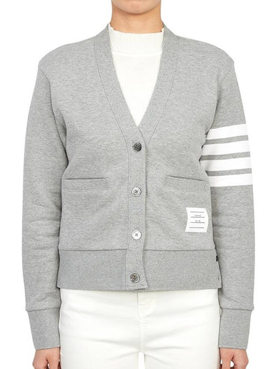 4-Bar Loopback Jersey Cardigan Light Grey - THOM BROWNE - BALAAN 2