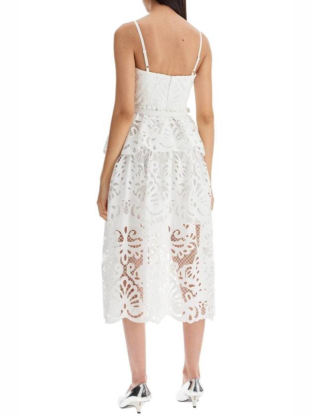 Self-Portrait 'White Cotton Lace Tiered Midi' Dress - SELF PORTRAIT - BALAAN 6