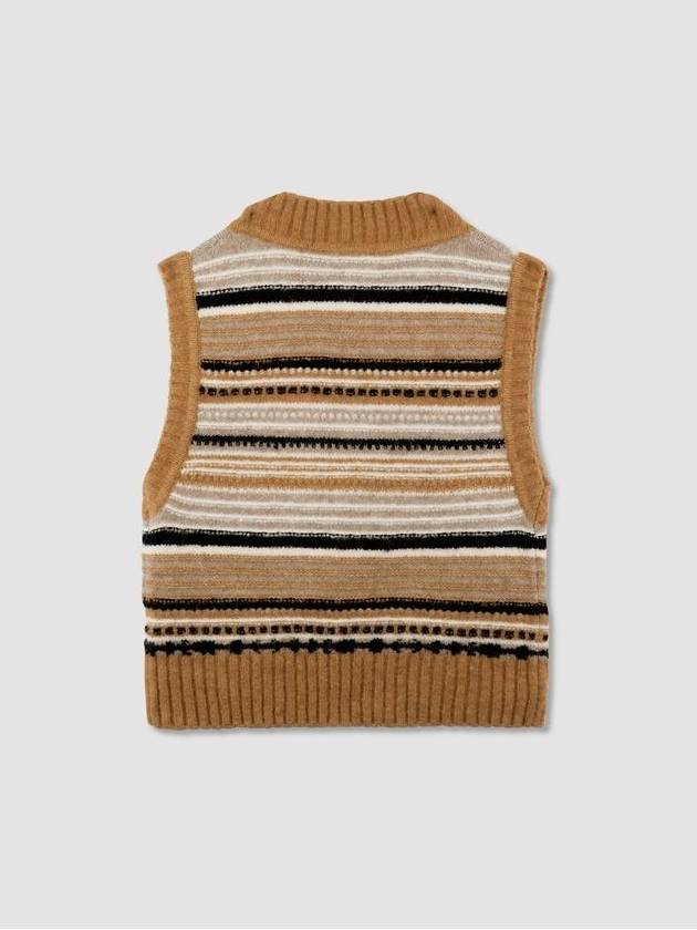 Striped Soft Wool Knit Vest Brown - GANNI - BALAAN 3