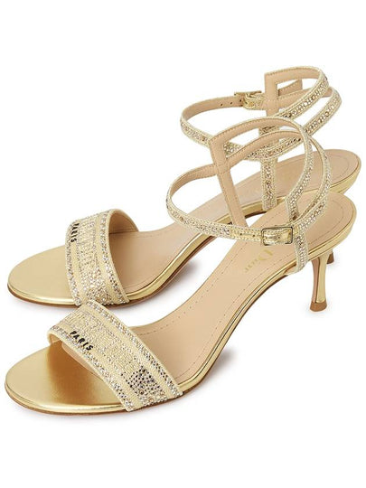 Dway Cotton Embroidered Metallic Thread Strass Sandal Heels Gold - DIOR - BALAAN 2