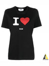 I LOVE MSGM Print Cotton Short Sleeve T-Shirt Black - MSGM - BALAAN 2