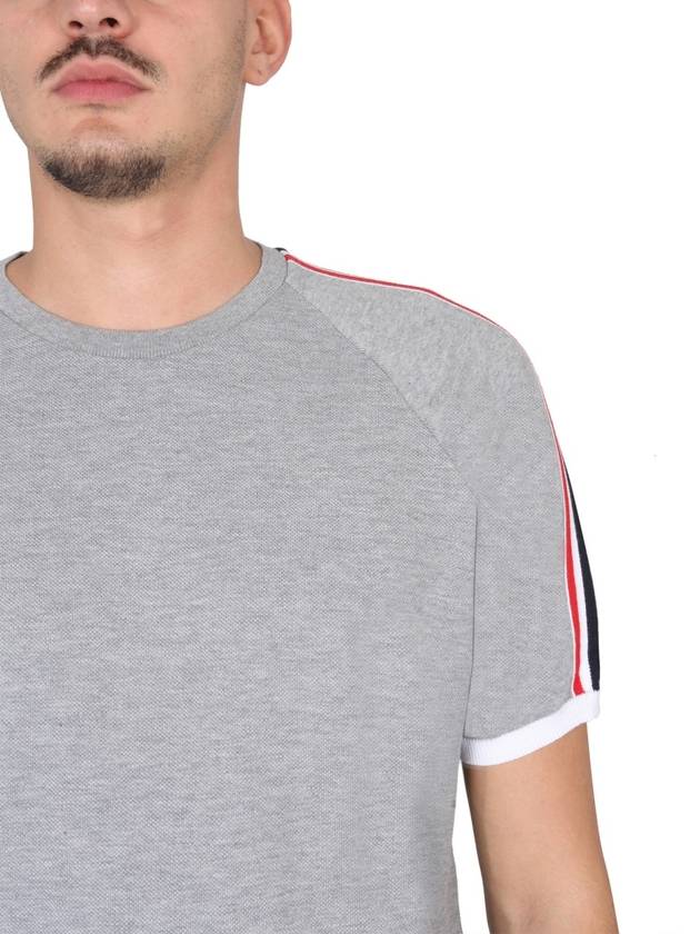 Men's Three Stripes Raglan Short Sleeve T-Shirt Light Gray - THOM BROWNE - BALAAN 5