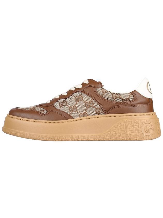 Men's GG Supreme Canvas Low Top Sneakers Brown Beige - GUCCI - 4