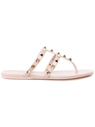 Rockstud PVC Rubber Flat Flip Flops Pink - VALENTINO - BALAAN 1