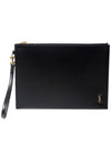 Tiny Cassandre Shiny Leather Zip Tablet Clutch Bag Black - SAINT LAURENT - BALAAN 2