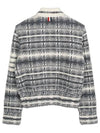 Tartan Check 4 Bar Cardigan Grey - THOM BROWNE - BALAAN 3