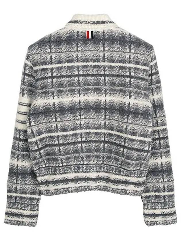 Tartan Check 4 Bar Cardigan Grey - THOM BROWNE - BALAAN 3