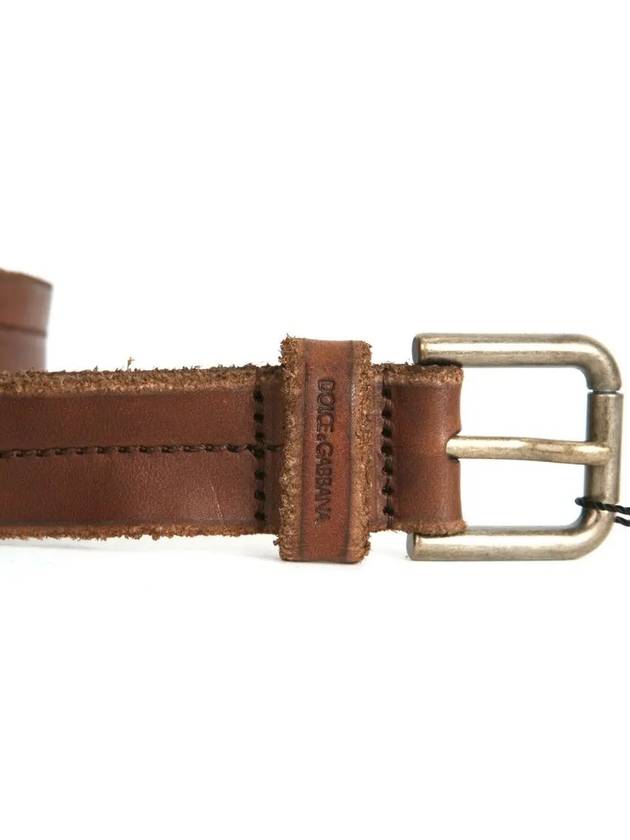 Antique Buckle Stud Leather Belt Brown - DOLCE&GABBANA - BALAAN 6