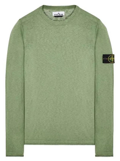 Logo Patch Crew Neck Cotton Nylon Knit Top Olive - STONE ISLAND - BALAAN 2