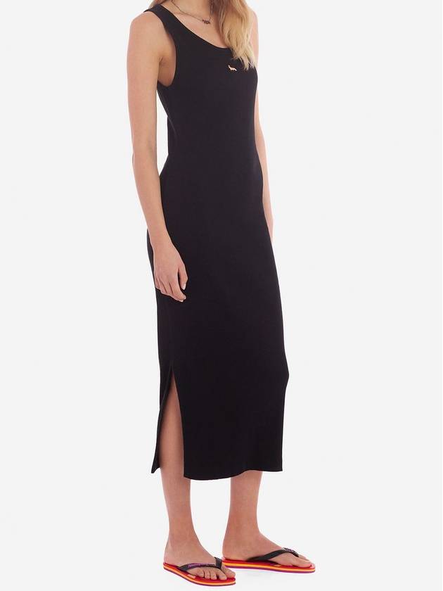 Baby Fox Ribbed Tank Long Dress Black - MAISON KITSUNE - BALAAN 7