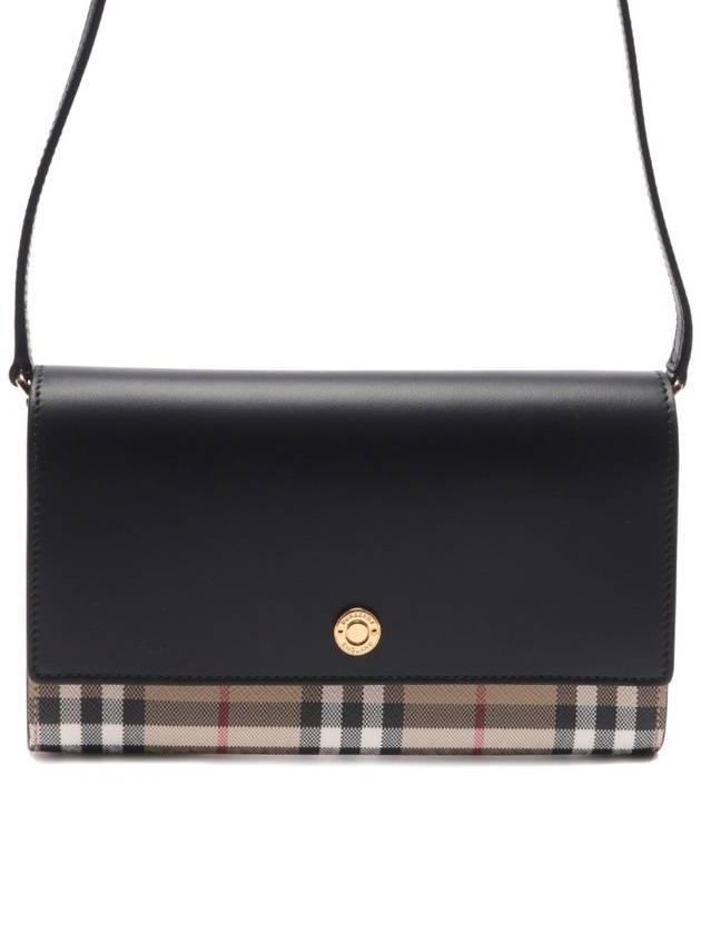 Detachable Strap Checked Leather Wallet Cross Bag Black - BURBERRY - BALAAN 3