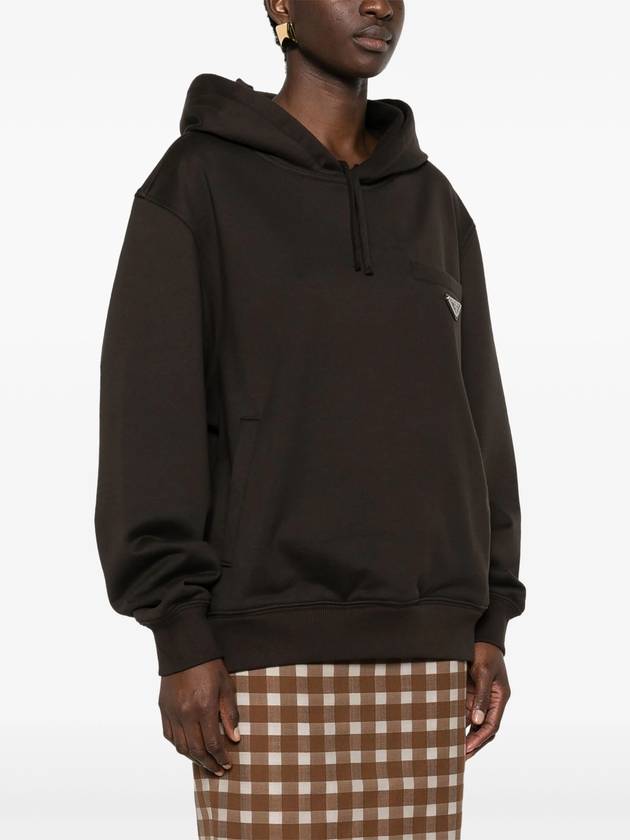 Cotton Fleece Hoodie Brown - PRADA - BALAAN 4