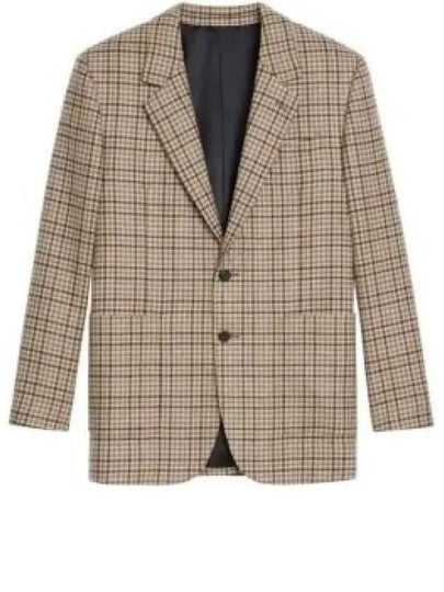 Check Cashmere Wool Blazer Jacket Brown - CELINE - BALAAN 2