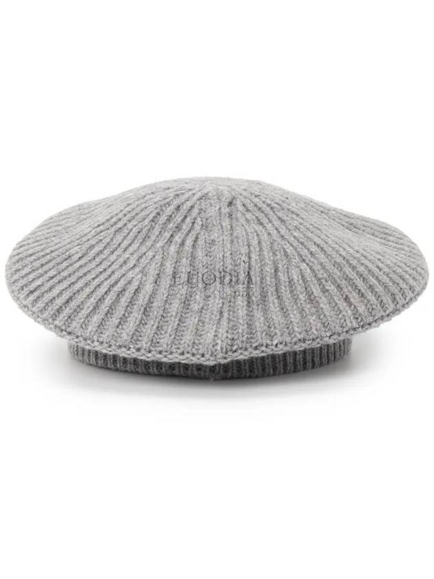 Logo Rib Edge Wool Beret Paloma Melange - GANNI - BALAAN 5