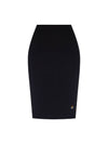 Women's Logo Embroidered Wool Pencil Skirt Black - VIVIENNE WESTWOOD - BALAAN.