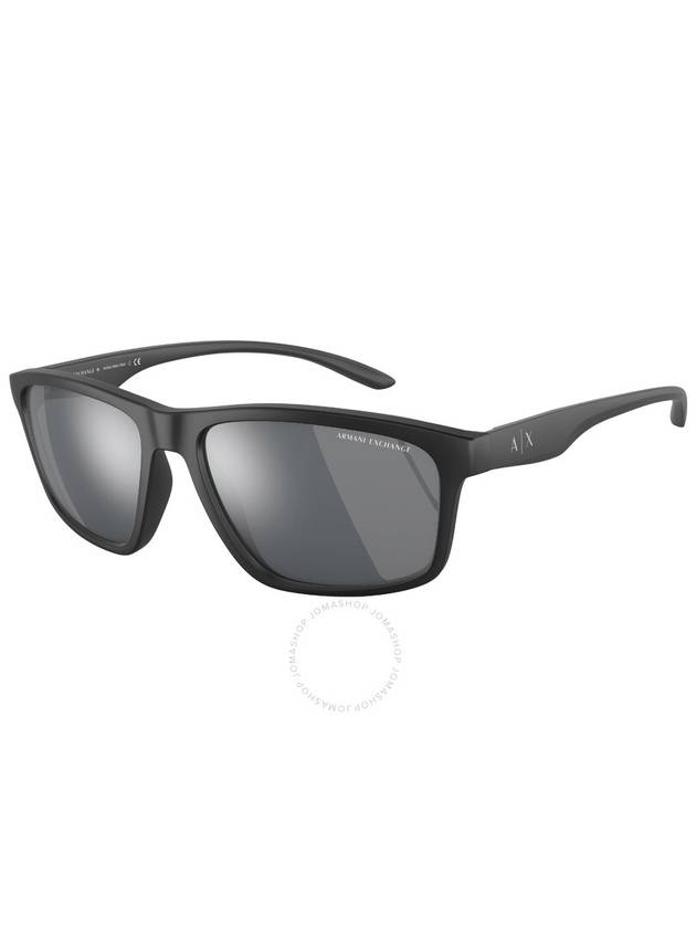 Armani Exchange Light Grey Mirror Black Rectangular Men's Sunglasses AX4122SF 80786G 59 - ARMANI EXCHANGE - BALAAN 1