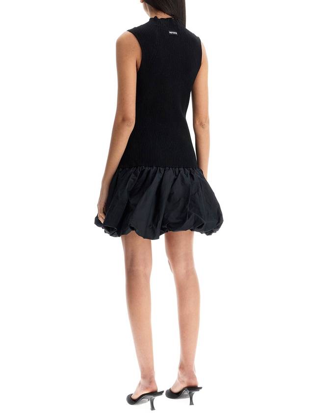 black knit racer cut dress with high neck and flared skirt - ROTATE - BALAAN 3