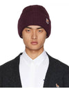 Fox Head Patch Ribbed Beanie Wine Lees - MAISON KITSUNE - BALAAN 6