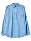 Washed Pins Twill Long Sleeve Shirt Blue - AURALEE - BALAAN.