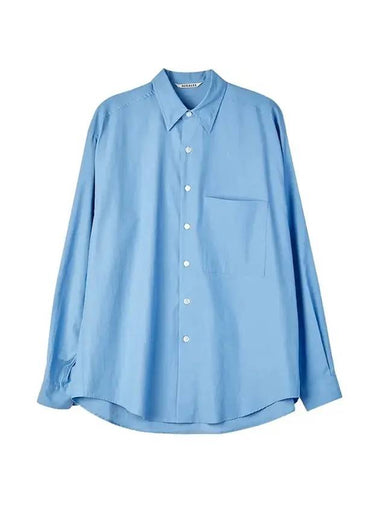 Washed Pins Twill Long Sleeve Shirt Blue - AURALEE - BALAAN 1