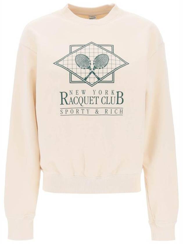 Racquet Club Crew Neck Sweatshirt  Beige - SPORTY & RICH - BALAAN 1