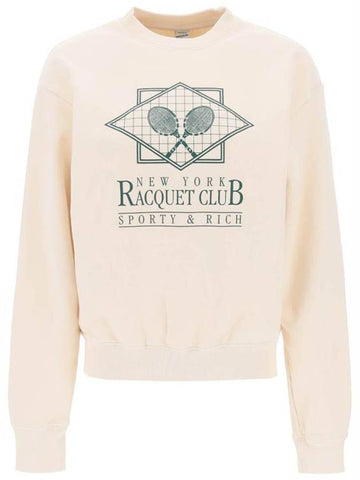 Racquet Club Crew Neck Sweatshirt  Beige - SPORTY & RICH - BALAAN 1