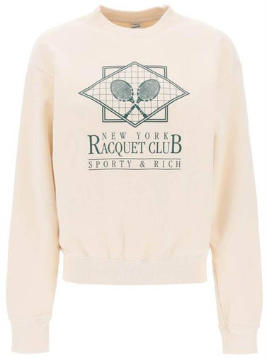 Racquet Club Crew Neck Sweatshirt  Beige - SPORTY & RICH - BALAAN 1