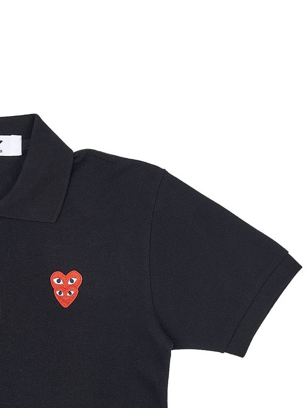 Men s Double Heart Waffen Polo T Shirt AZ P1T290 051 BLACK - COMME DES GARCONS - BALAAN 4