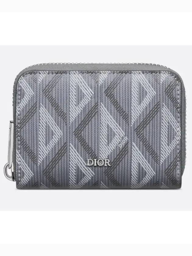 CD Diamond Canvas Zipper Card Wallet Grey - DIOR - BALAAN 2