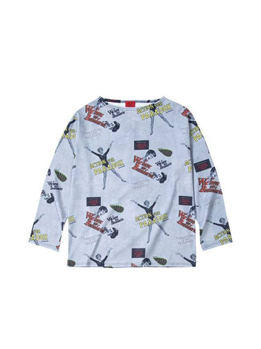 Boat Neck Graphic Long Sleeve Gray - CONECTX - BALAAN 1