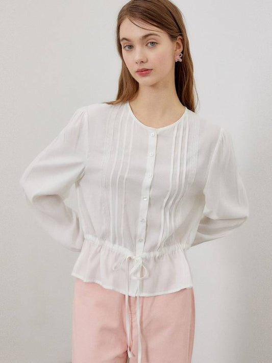 Pintuck lace blouse_Ivory - ITER - BALAAN 1