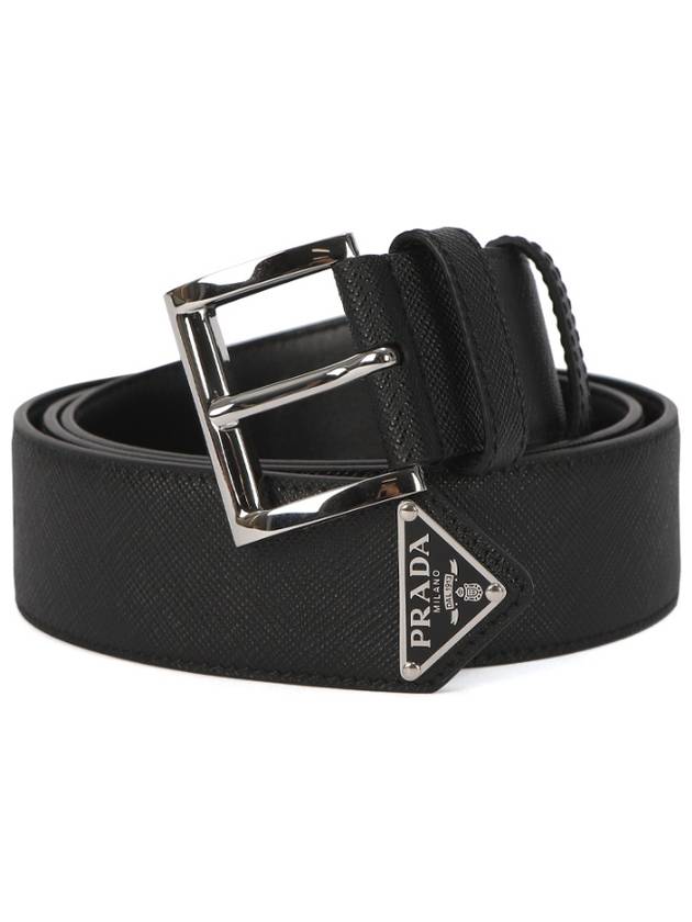 Saffiano Leather Belt Black - PRADA - BALAAN 2