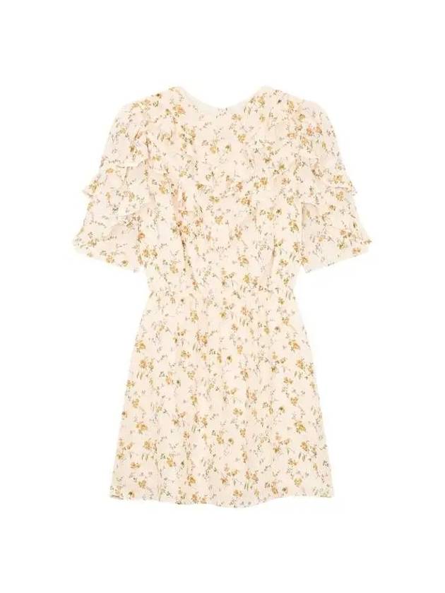 Flower Print Frill Mini Dress Malachi Beige 271040 - REFORMATION - BALAAN 1