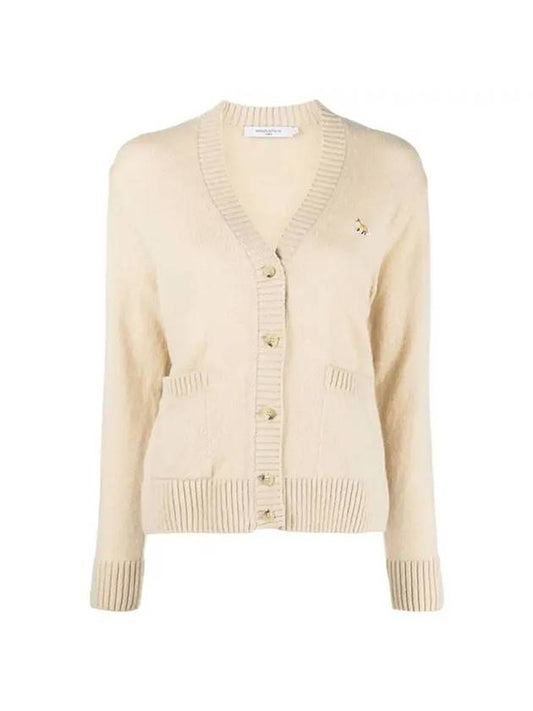 Baby Fox Patch Boxy Cardigan Beige - MAISON KITSUNE - BALAAN 1