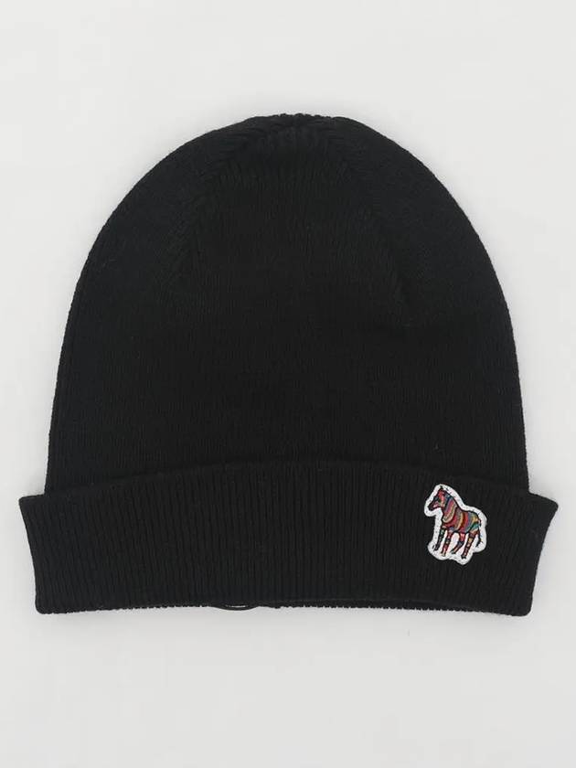 Zebra Patch Logo Wool Beanie Black - PAUL SMITH - BALAAN 3