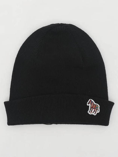 Zebra Patch Logo Wool Beanie Black - PAUL SMITH - BALAAN 2