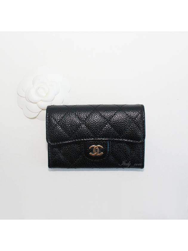 Classic Grained Calfskin Card Wallet Black - CHANEL - BALAAN 3