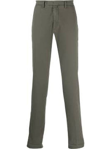 Slim Fit Stretch Cotton Satin Chino Straight Pants Grey - HUGO BOSS - BALAAN 1