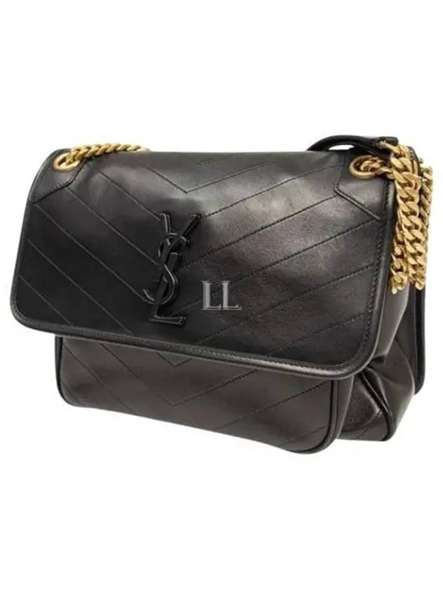 Nikki Medium Leather Shoulder Bag Black - SAINT LAURENT - BALAAN 2