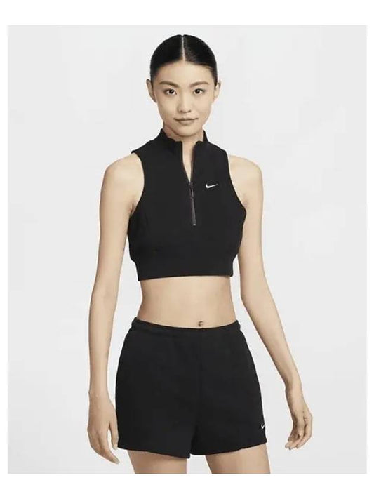 Sportswear Chill Terry Women s Slim Crop Half Zip French Tank Top Black FV7492 010 700036 - NIKE - BALAAN 1