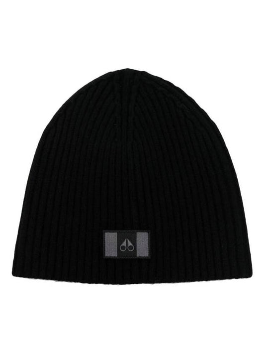 Logo Patch Ribbed Beanie M33MA523 - MOOSE KNUCKLES - BALAAN 1