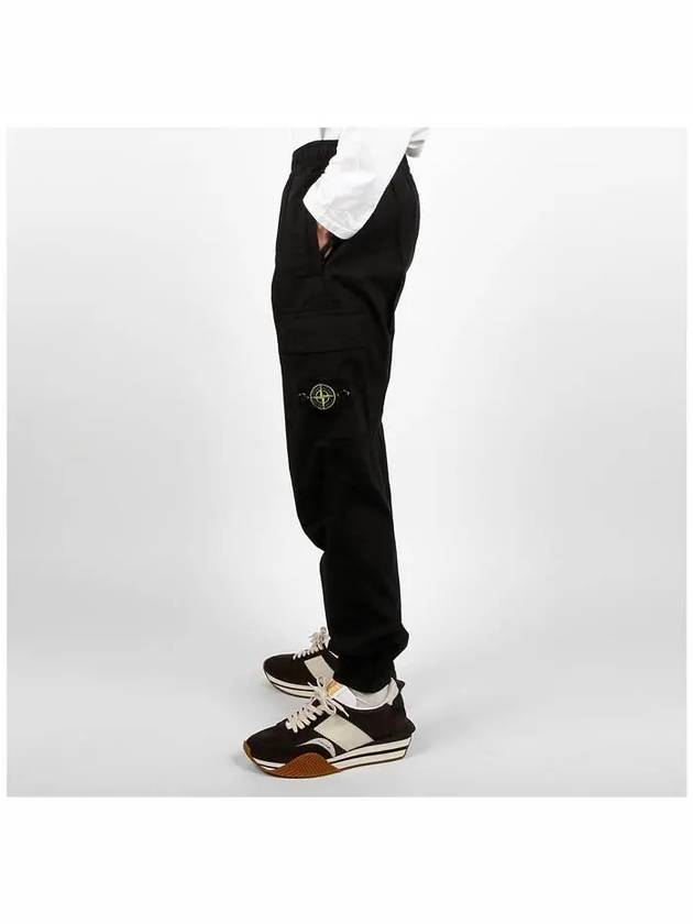 Stretch Cotton Tela Paracadute Cargo Straight Pants Black - STONE ISLAND - BALAAN 4