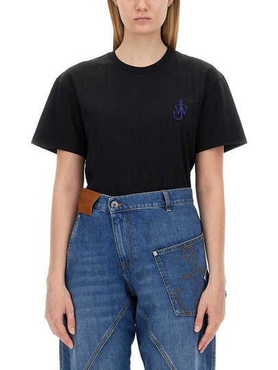 Embroidery Logo Cotton Short Sleeve T-Shirt Black - JW ANDERSON - BALAAN 2