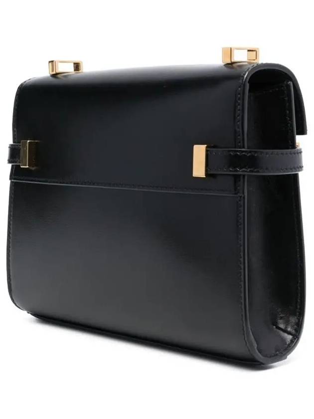 Manhattan Mini Embossed Gold-Tone Logo Leather Cross Bag Black - SAINT LAURENT - BALAAN 4