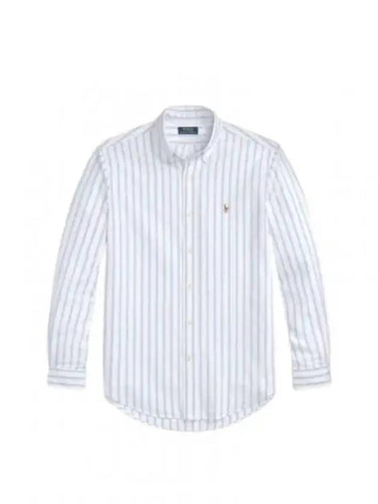 Embroidered Pony Logo Striped Long Sleeve Shirt Light Blue - POLO RALPH LAUREN - BALAAN 2