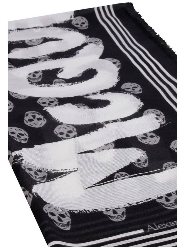 Skull Pattern Logo Print Scarf Black - ALEXANDER MCQUEEN - BALAAN 5