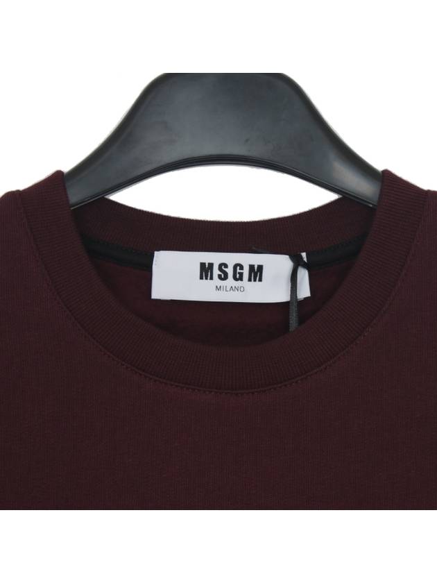 Logo Print Crew Neck Cotton Sweatshirt Wine - MSGM - BALAAN 3