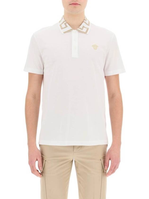 Men's Medusa Greca Short Sleeve Polo Shirt White - VERSACE - BALAAN 3