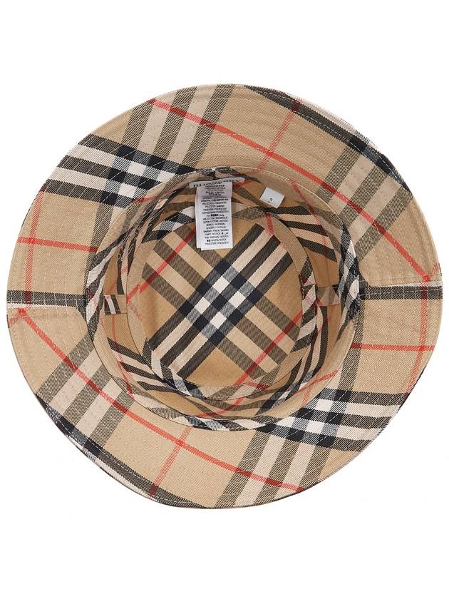 Check Cotton Blend Bucket Hat Beige - BURBERRY - BALAAN 6